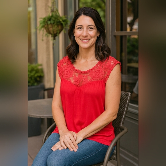 Emerald Tops - 1X Or Medium Pink Cap Sleeve Embellished Tunic Lace Detail Flowy Soft